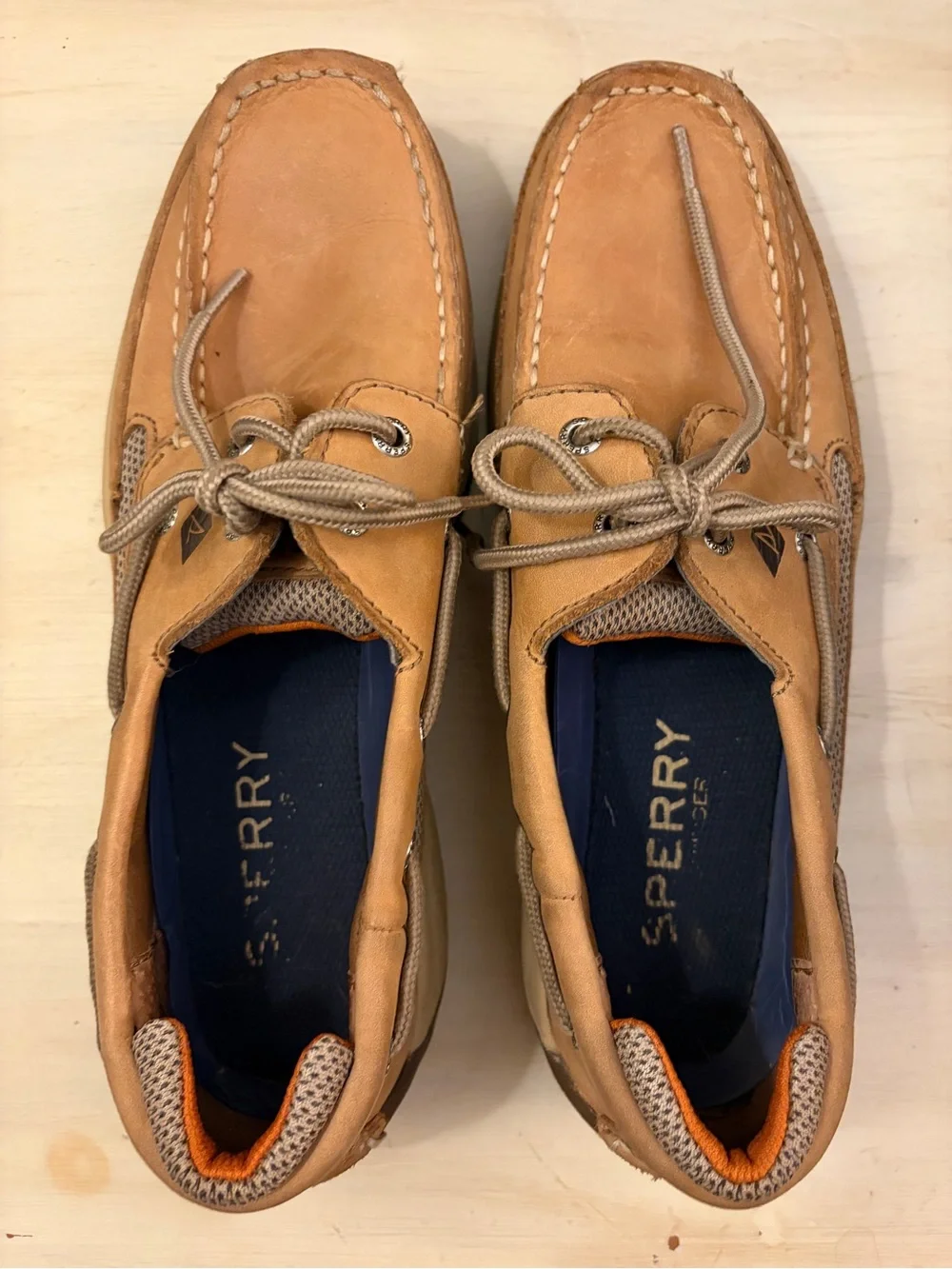 Sperry Tan Leather Moc-Toe Boat Shoes